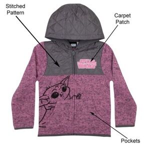 Disney Star Wars Baby Yoda Pink Hoodie size 3T